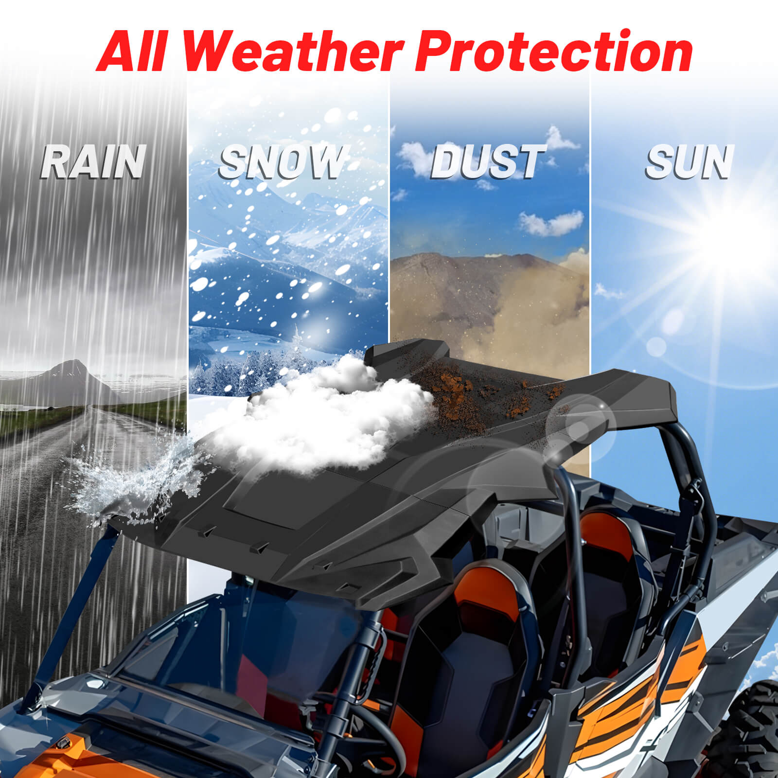 polaris rzr 4 seater hard roof all weather protection