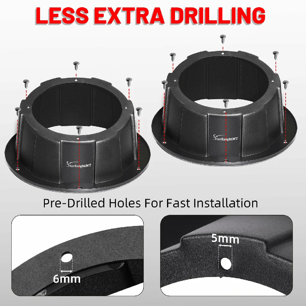 pre-drilled holes for fast installation