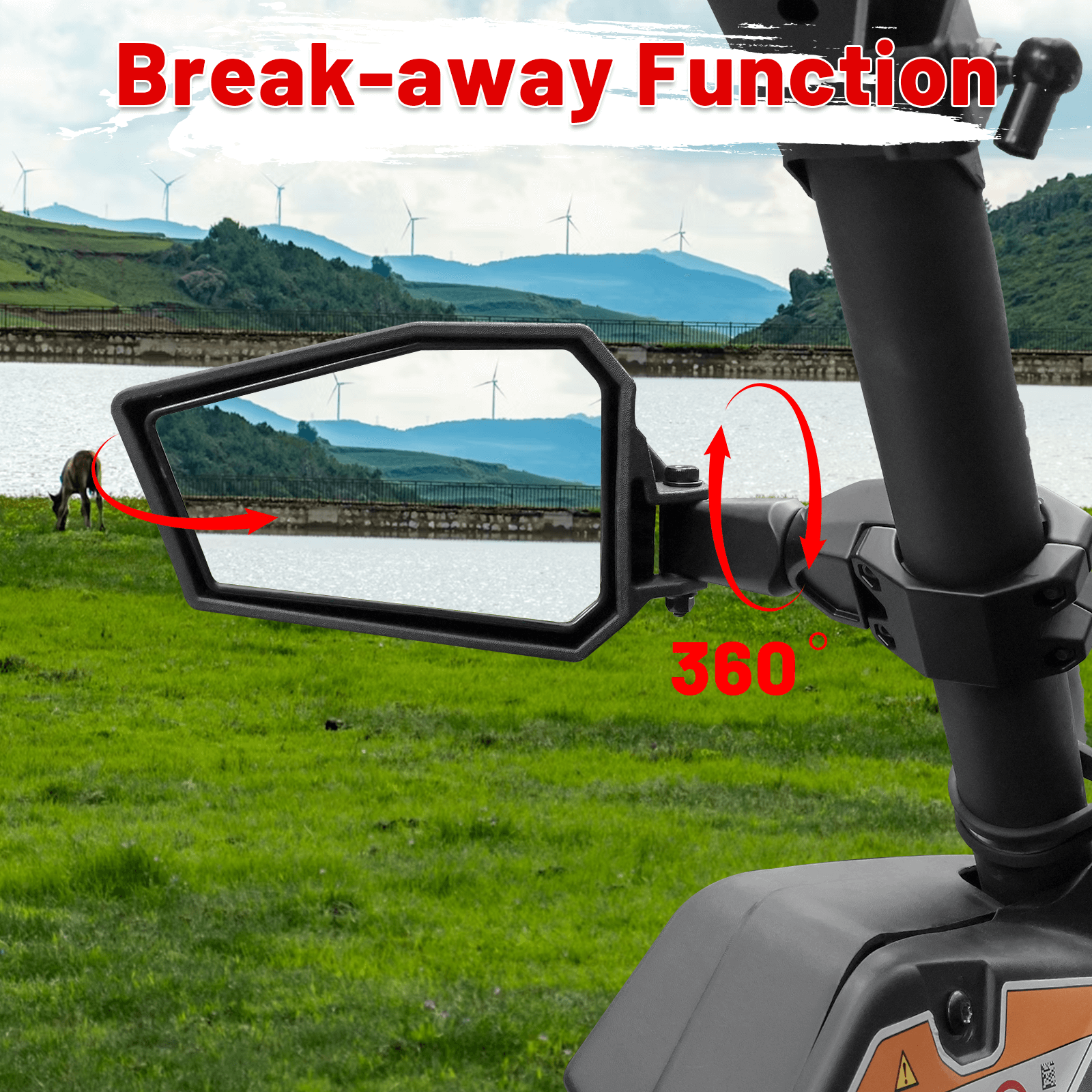 UTV side mirror break-away function